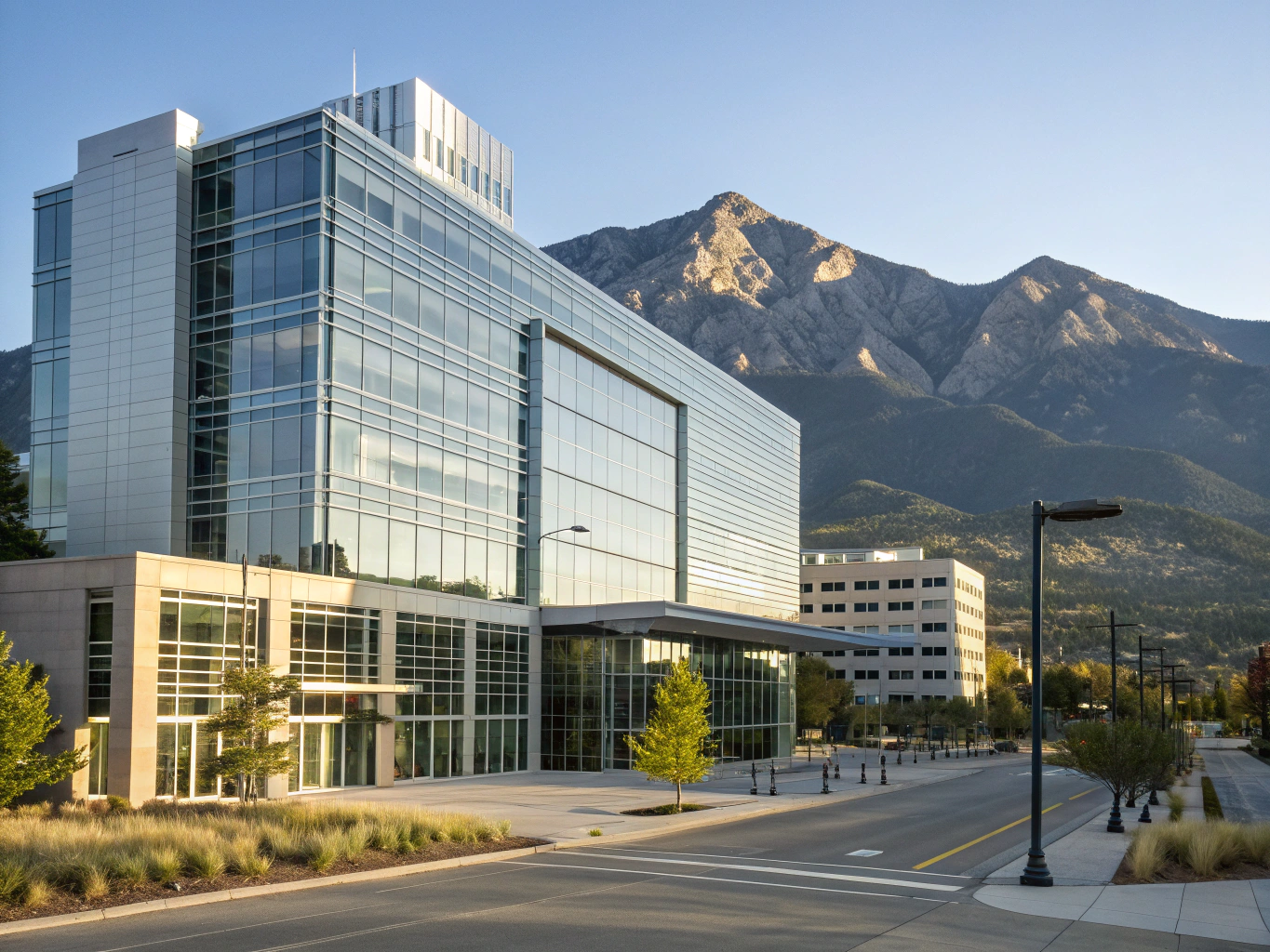 Modern commercial building with standing seam metal roof