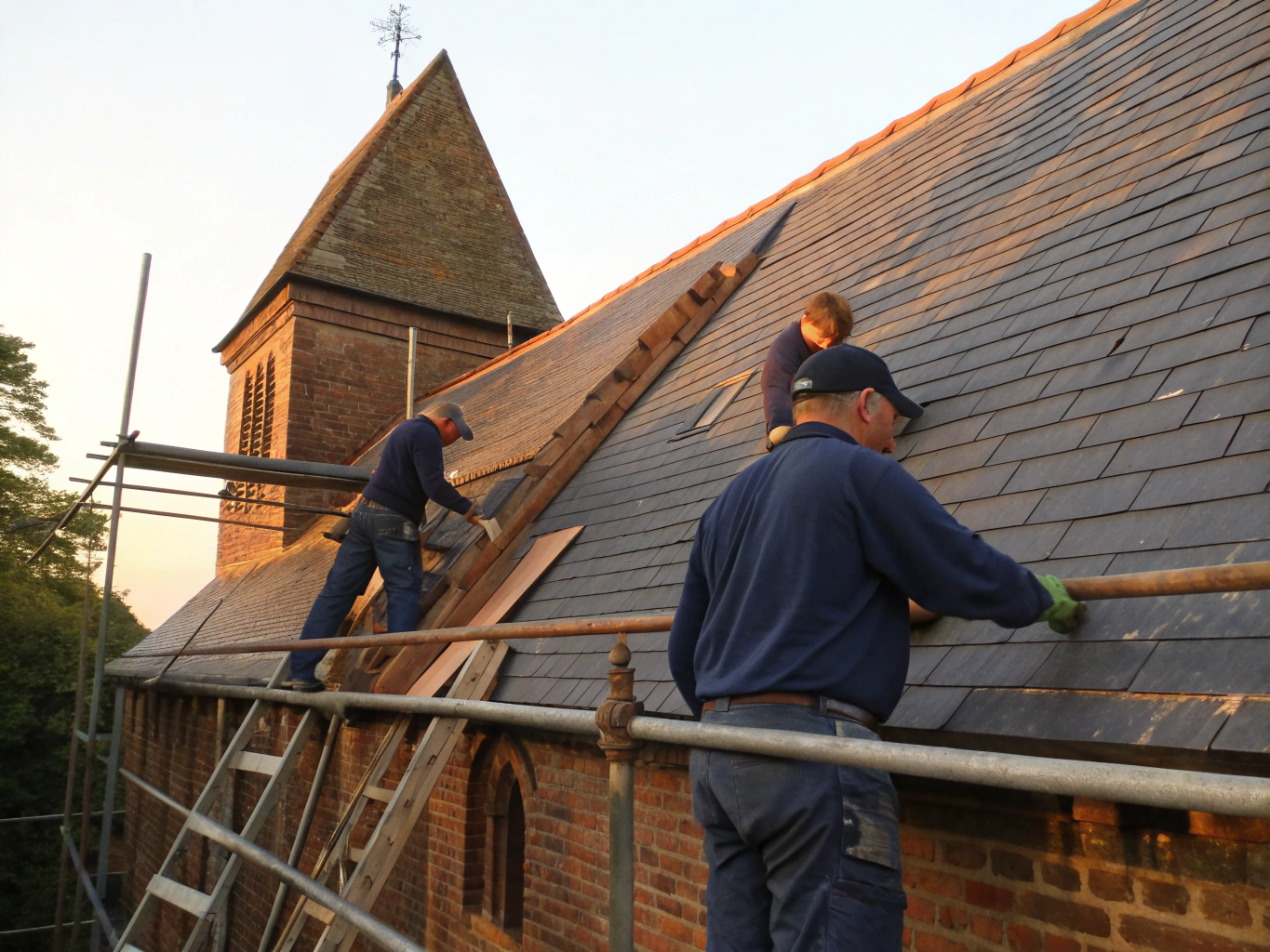 Historic building roof restoration with copper details
